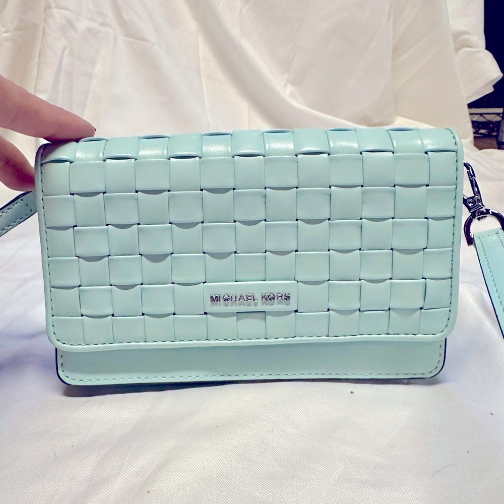 Michael Kors Woven Aqua Crossbody